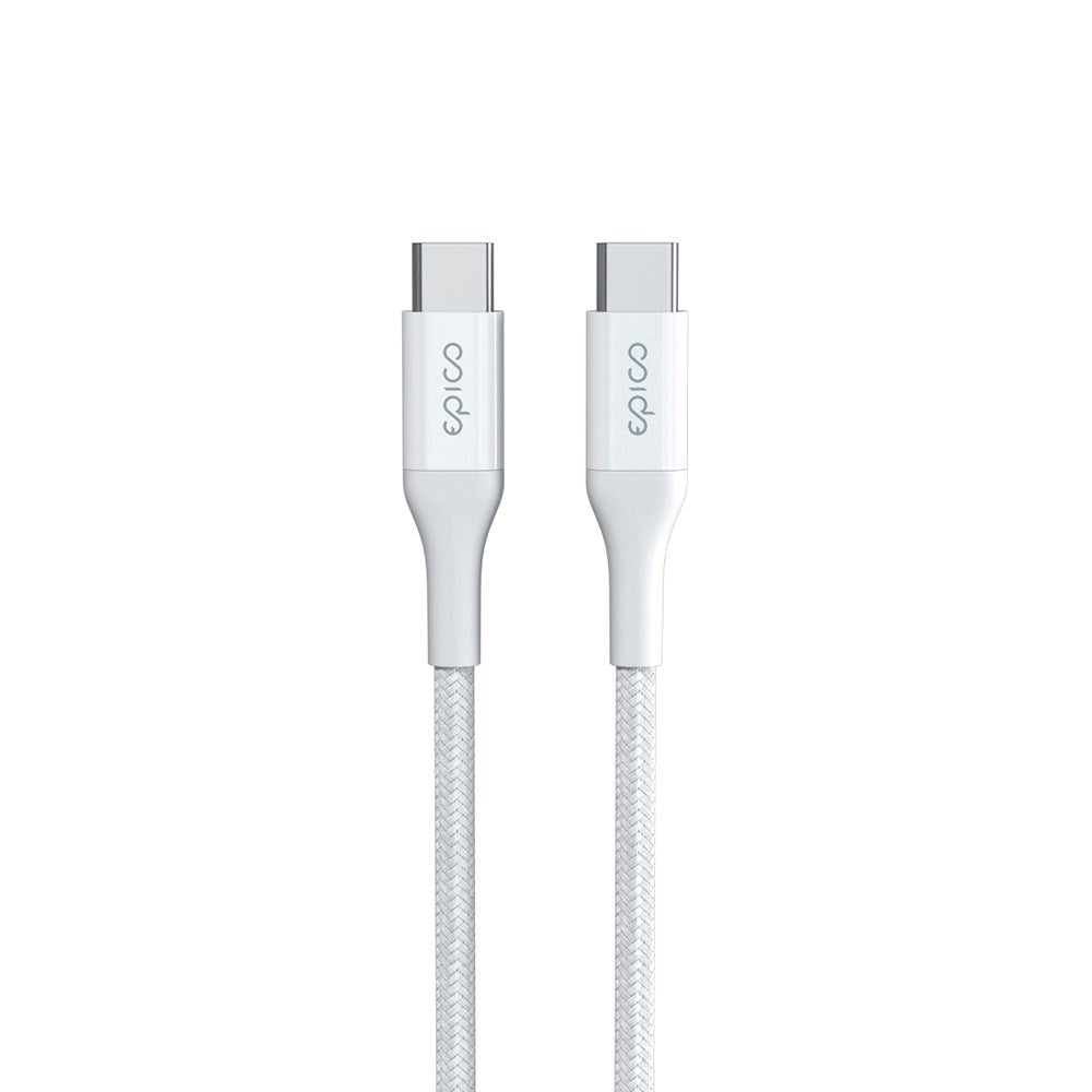 Epico Braided USB-C til USB-C Kabel PD 100W - 200cm - Hvid