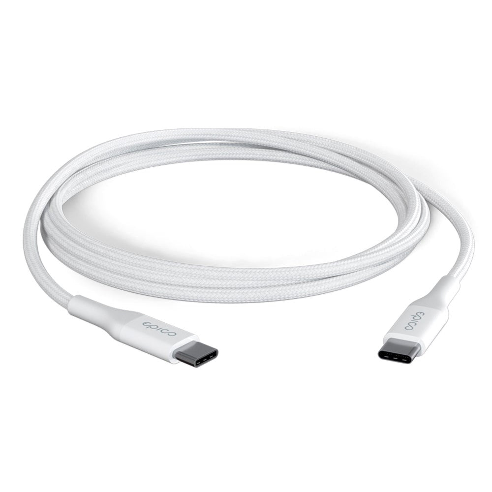 Epico Braided USB-C til USB-C Kabel PD 100W - 200cm - Hvid