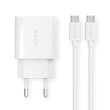 Epico Vægoplader PD 20W m. USB-C til USB-C Kabel - Hvid