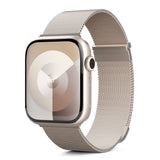 Apple Watch (42/44/SE/45/46/49mm) Epico Milanese+ (Plus) Rem i Rustfri Stål - Starlight