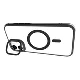 eSTUFF iPhone 16 Plus INFINITE HELSINKI Hybrid Plastik Bagside Cover med Kickstand - MagSafe Kompatibel - Sort / Gennemsigtig