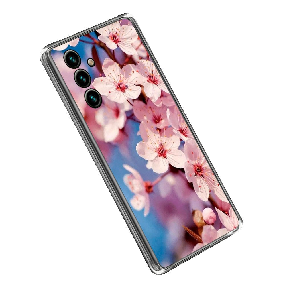 Samsung Galaxy A14 (5G) Fleksibelt Bagside Cover m. Print - Lyserød Blomst