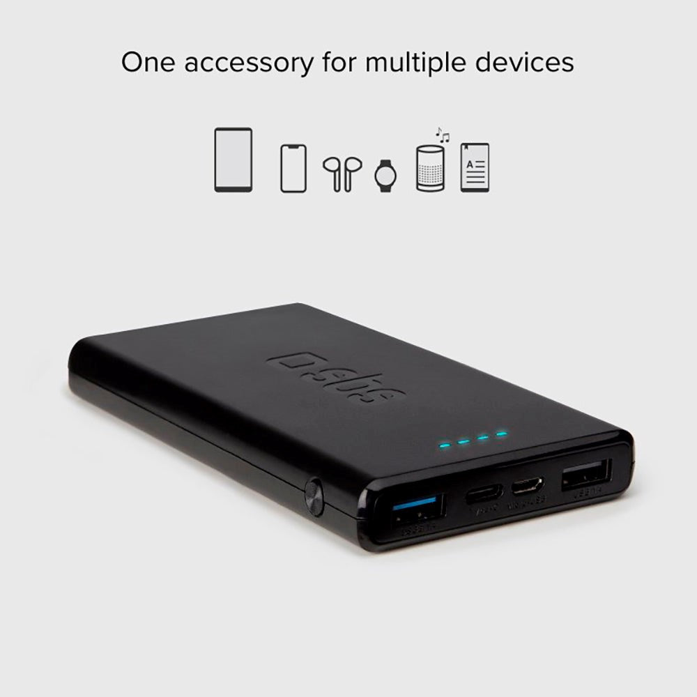 SBS Powerbank m. 2x USB-A & 1x USB-C 10W - 10.000 mAh - Sort