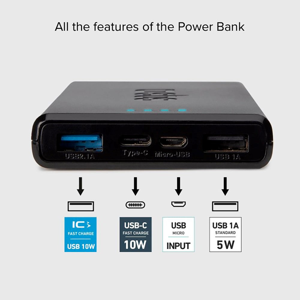 SBS Powerbank m. 2x USB-A & 1x USB-C 10W - 10.000 mAh - Sort