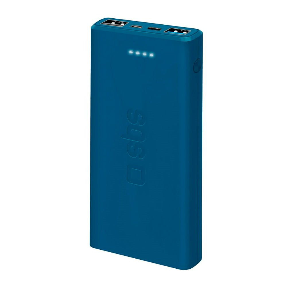 SBS Powerbank m. 2x USB-A & 1x USB-C 10W - 10.000 mAh - Blå