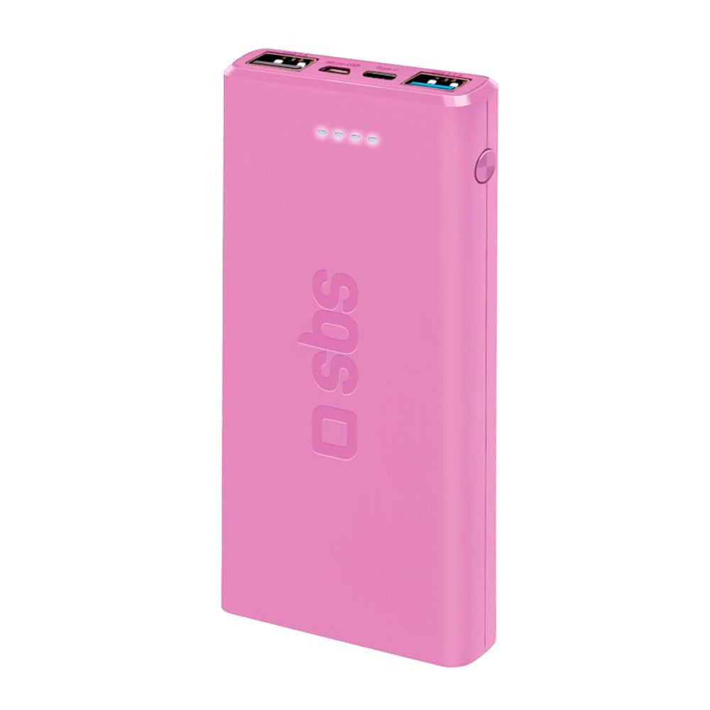 SBS Powerbank m. 2x USB-A & 1x USB-C 10W - 10.000 mAh - Pink