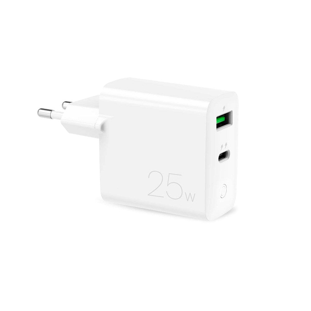 Vægoplader - Puro - 1 x USB-A 18W / 1 x USB-C 25W - Hvid