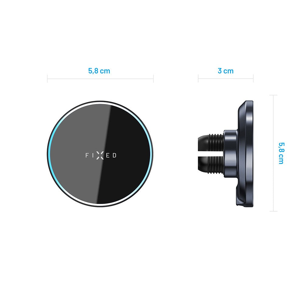 Fixed MagRound Magnetisk Mobilholder 15W Trådløs Oplader til Ventilationsanlæg - MagSafe Kompatibel - Sort