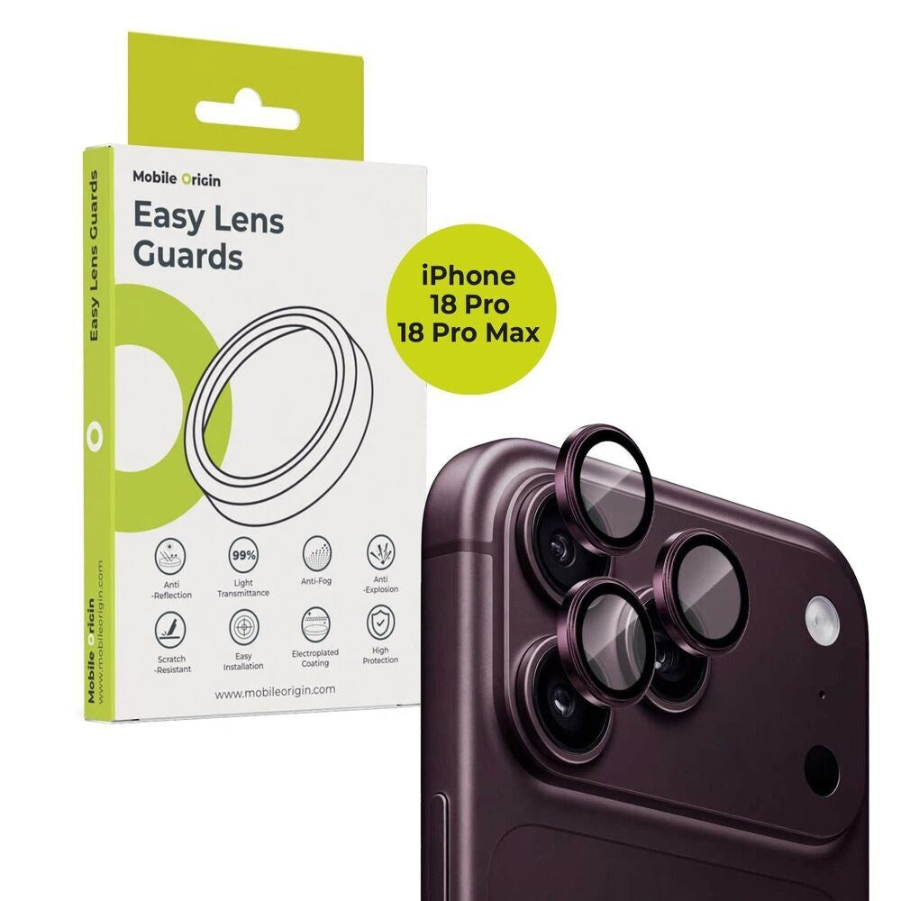 Mobile Origin iPhone 18 Pro / 18 Pro Max Easy Kameralinseglas - Rød