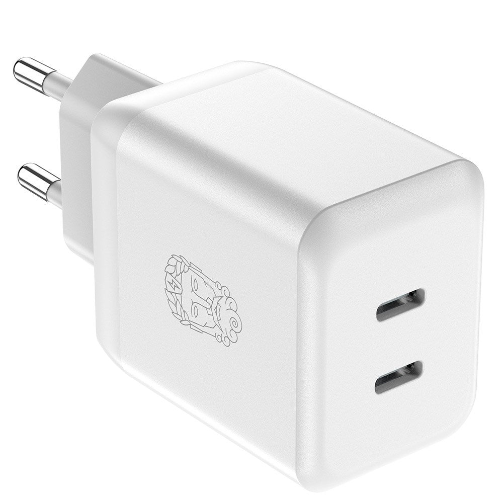 Upström Cirkulär 35W GaN Bæredygtig Vægoplader m. 2 x USB-C - Hvid