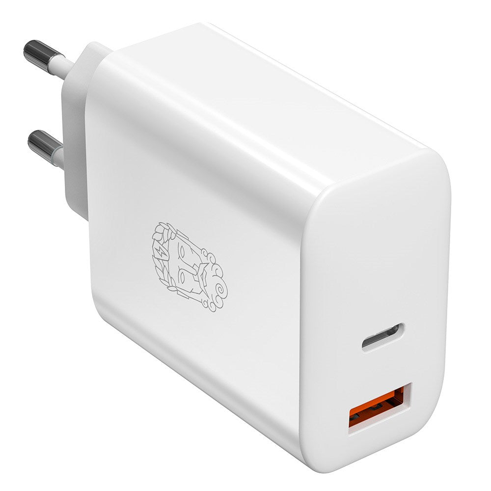 Upström Cirkulär 65W PD Bæredygtig Vægoplader m. USB-C & USB-A - Hvid