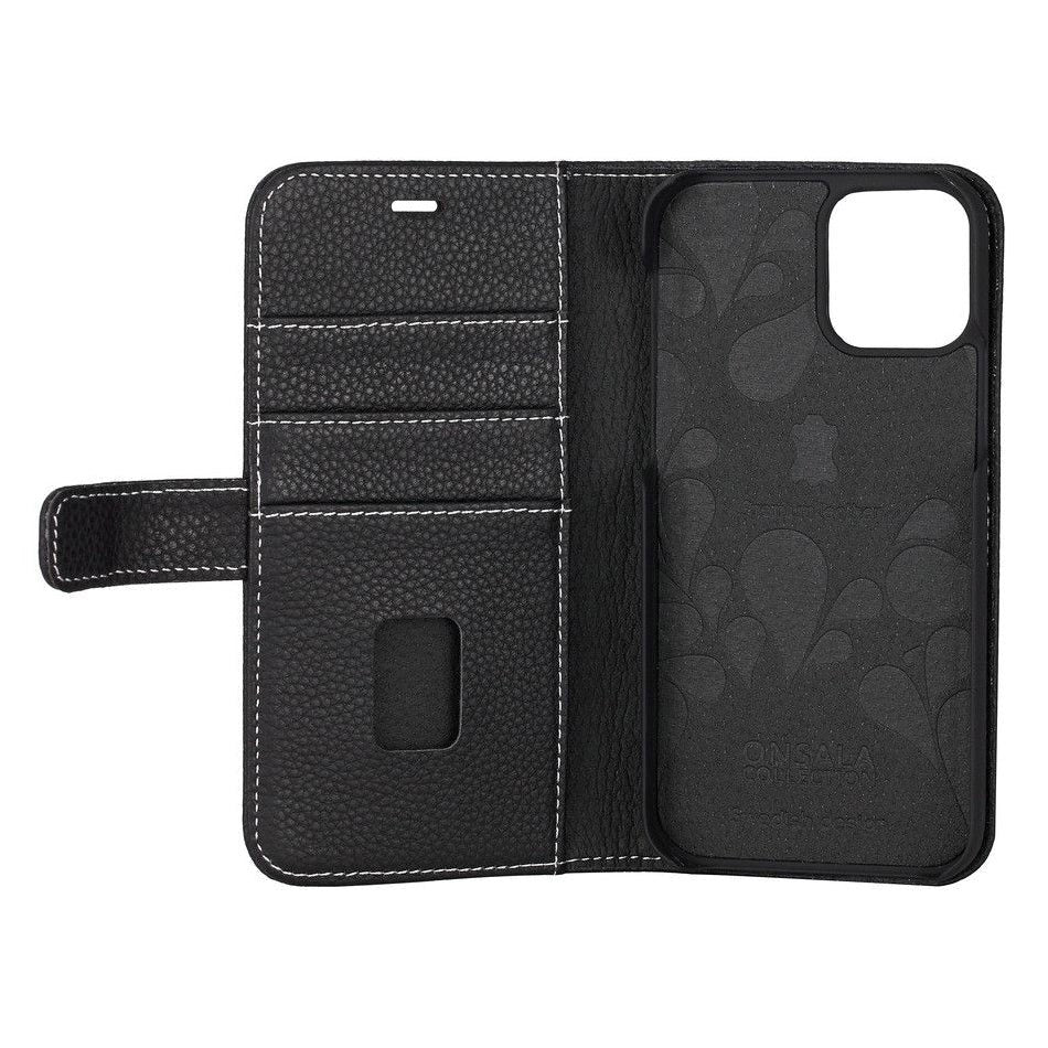 iPhone 12 / 12 Pro GEAR ONSALA Wallet Ægte Læder Cover - Sort