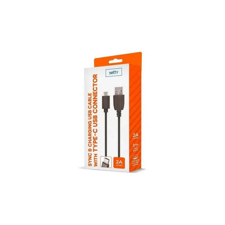 Setty - USB-A til USB-C Kabel - 2A - 1m - Sort