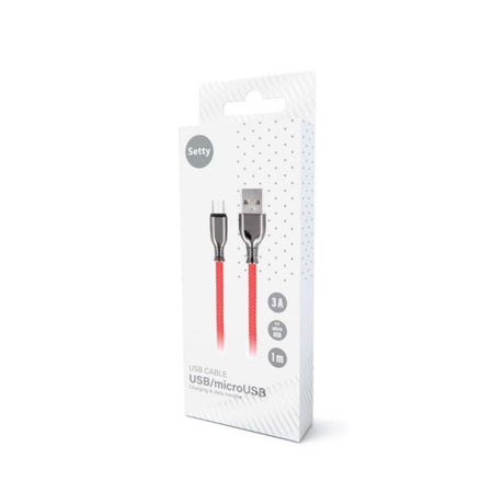 Setty - USB-A til Micro USB Kabel - 3A - 1m - Rød