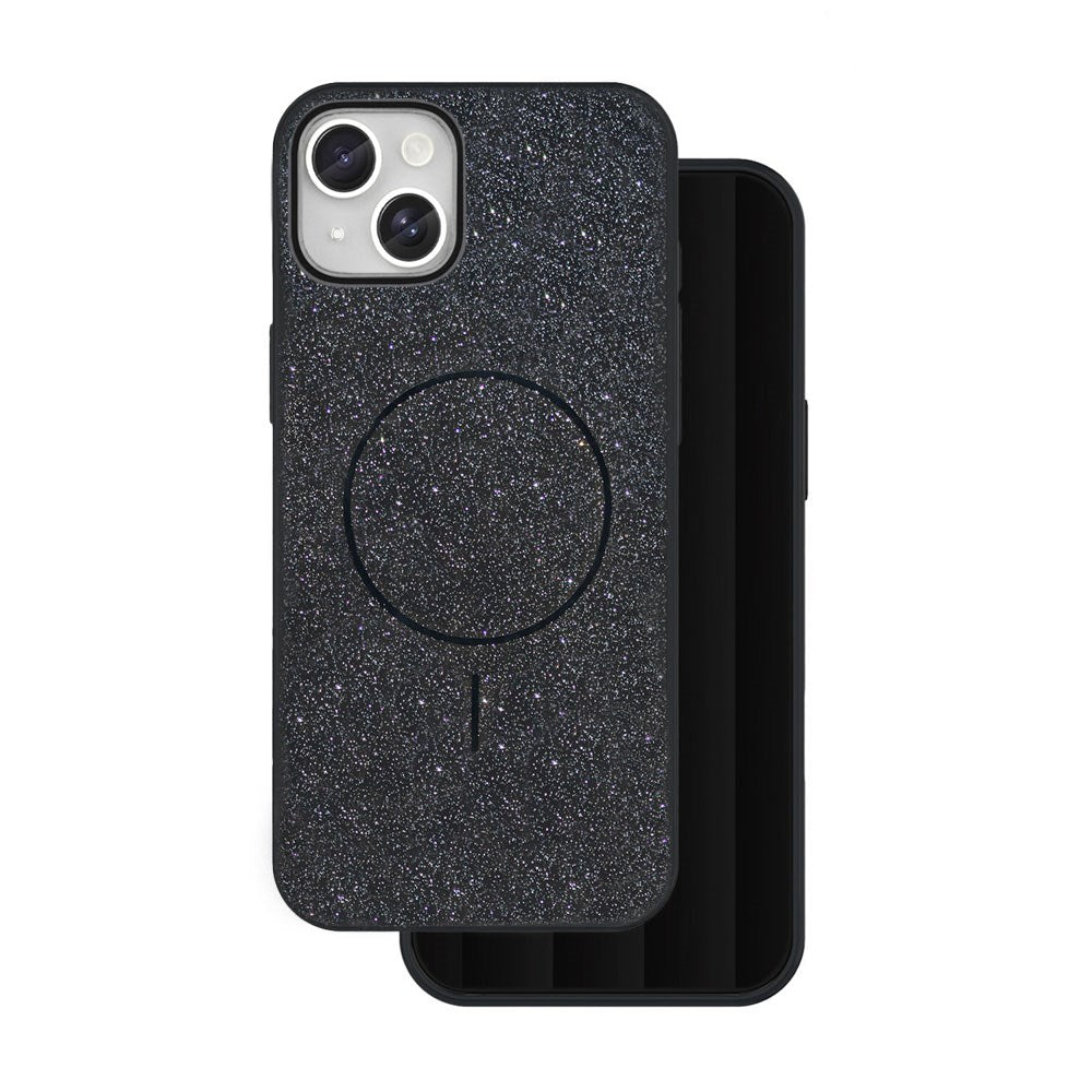 iPhone 14 Glitter Thin Mobil Cover - MagSafe Kompatibel - Sort