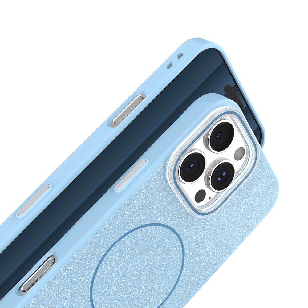 iPhone 17 TFO Glitter Thin Bagside Cover - MagSafe Kompatibel - Blå