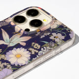 iPhone 16 Pro TFO Glow Glam Bagside Cover - Blå / Blomster