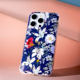 iPhone 16 Pro TFO Glow Glam Bagside Cover - Blå / Blomster
