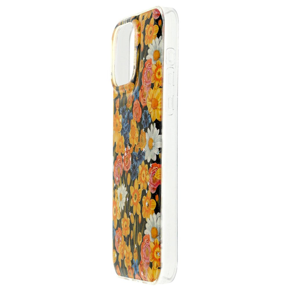 iPhone 16 Pro TFO Glow Glam Bagside Cover - Orange / Blomster