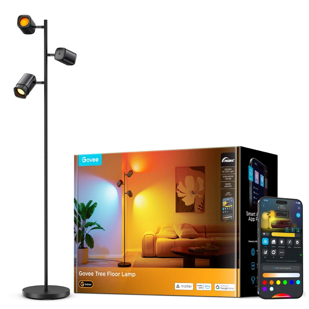 Govee Tree Floor Lamp - 3 Individuelle Spots - Sort