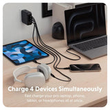 Targus HyperJuice 100W Rejseoplader m. 1x USB-A / 3x USB-C / 4x Adapterstik - Sort