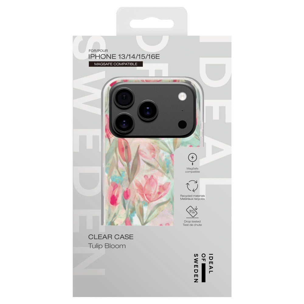 iPhone 17e / 16e / 15 / 14 / 13 iDeal Of Sweden Clear Cover - MagSafe Kompatibel - Tulip Bloom