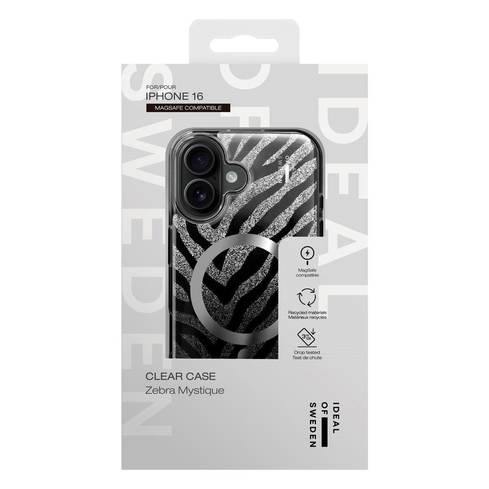 iPhone 16 iDeal Of Sweden Clear Cover - MagSafe Kompatibel - Zebra Mystique