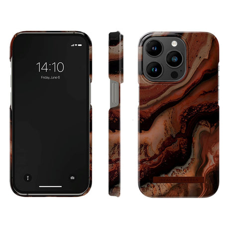 iPhone 14 Pro iDeal Of Sweden Fashion Case - Dark Amber Marble