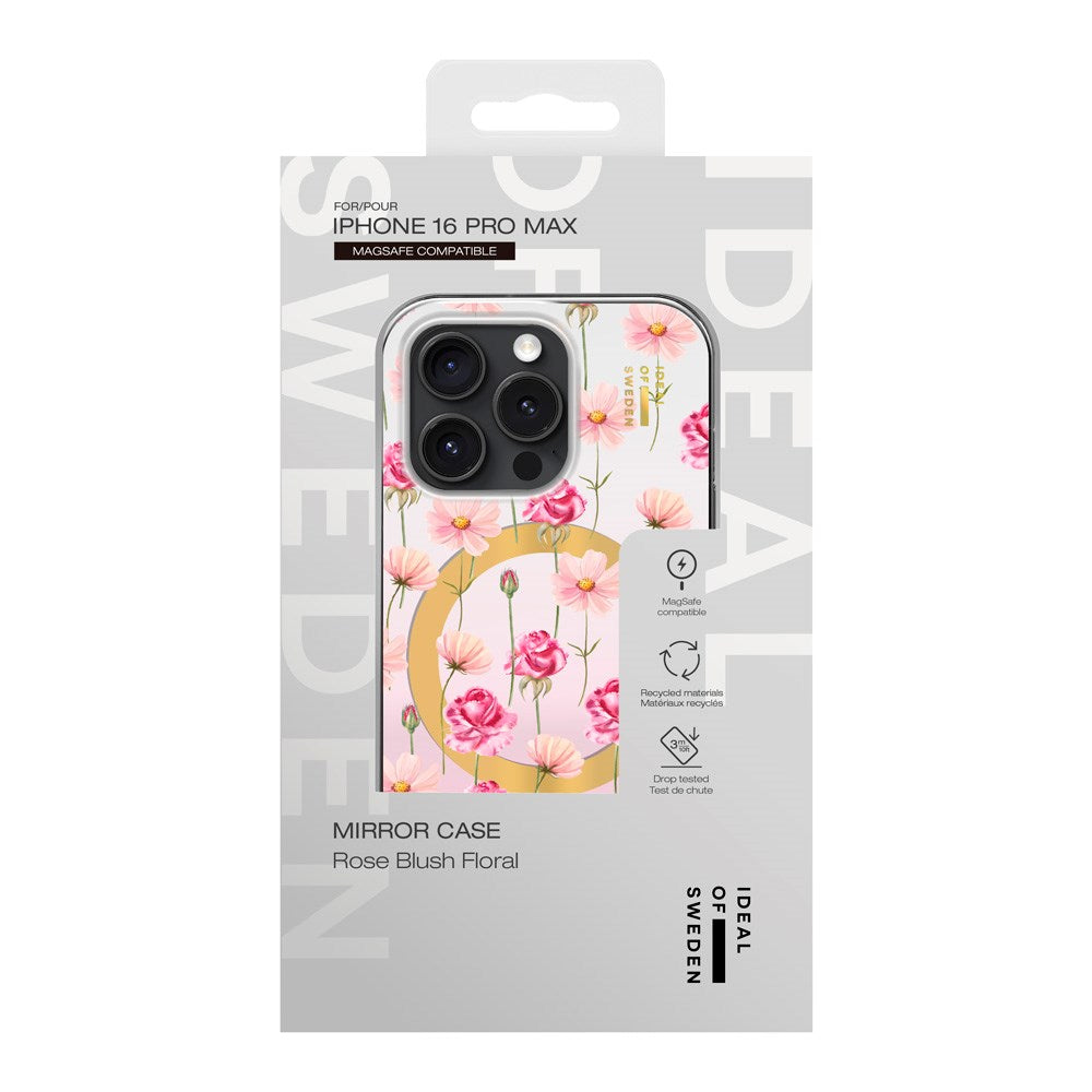 iPhone 16 Pro Max iDeal Of Sweden Mirror Cover - MagSafe Kompatibel - Rose Blush Floral