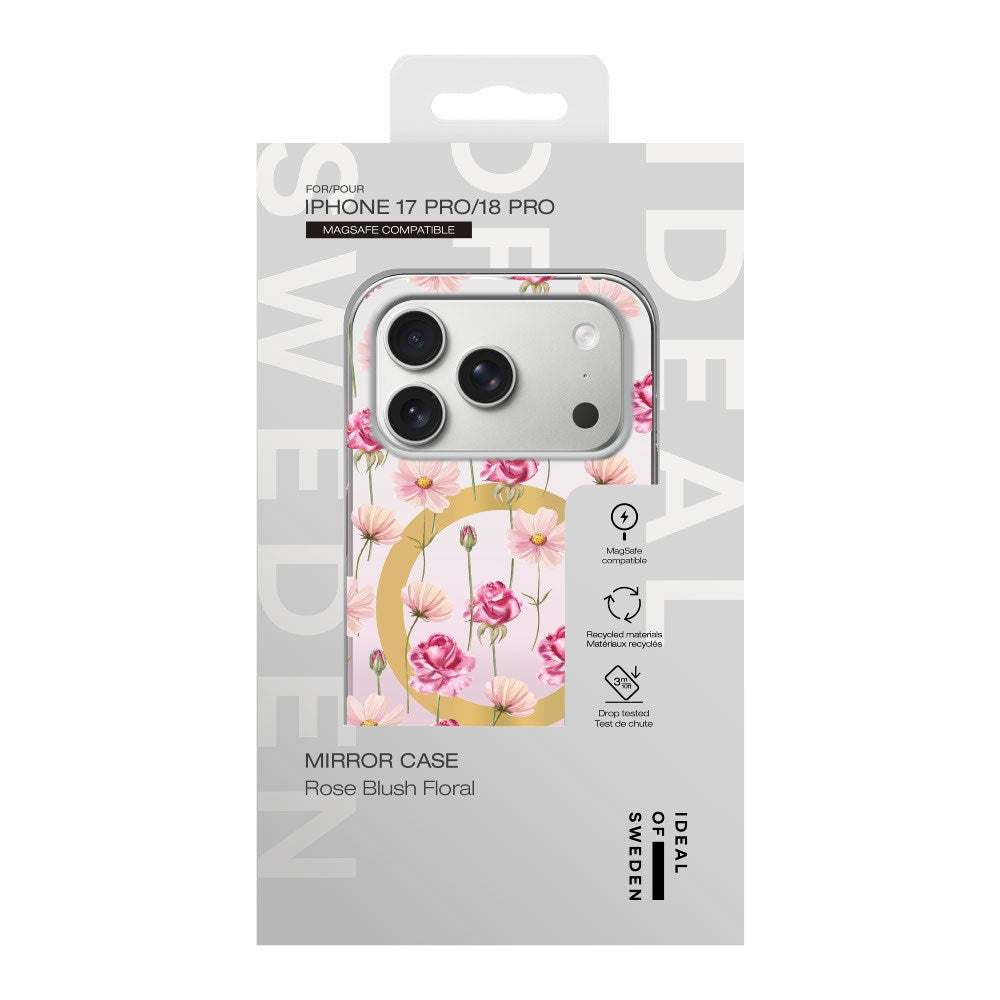 iPhone 18 Pro / 17 Pro iDeal Of Sweden Mirror Cover - MagSafe Kompatibel - Rose Blush Floral