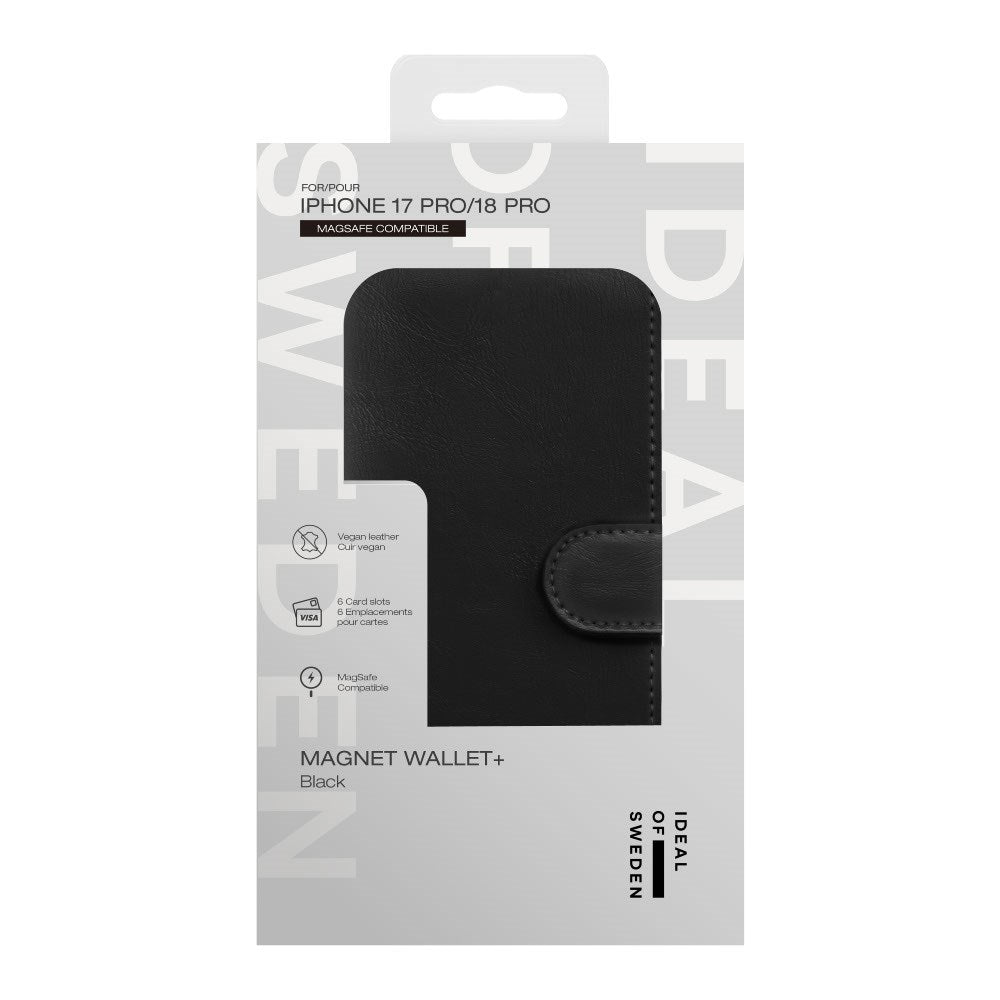 iPhone 18 Pro / 17 Pro iDeal Of Sweden Magnet Wallet+ Flip Cover - MagSafe Kompatibel - Black
