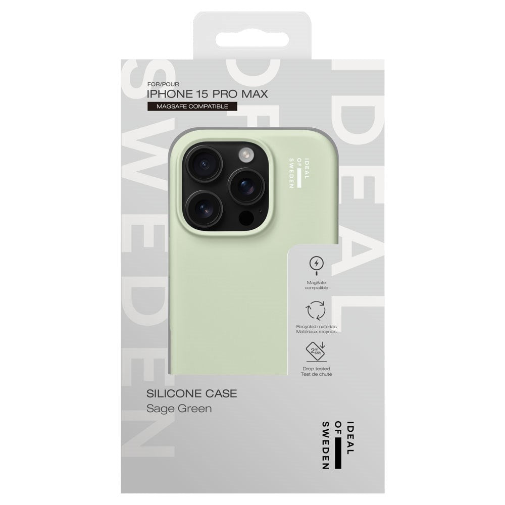 iPhone 15 Pro Max iDeal Of Sweden Silikone Cover - MagSafe Kompatibel - Sage Green
