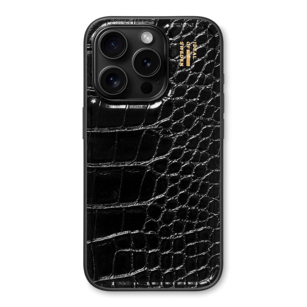 iPhone 14 Pro iDeal Of Sweden Vegan Leather Case - Black Croco