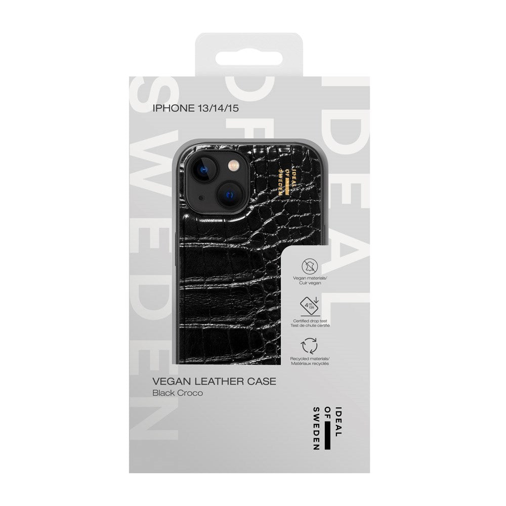 iPhone 15 iDeal Of Sweden Vegan Leather Case - Black Croco