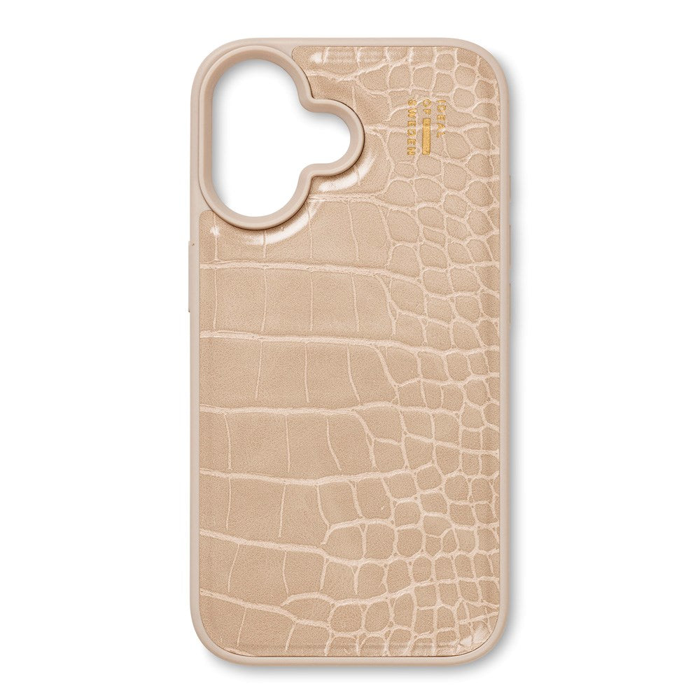 iPhone 16 iDeal Of Sweden Vegan Leather Case - MagSafe Kompatibel - Warm Beige Croco