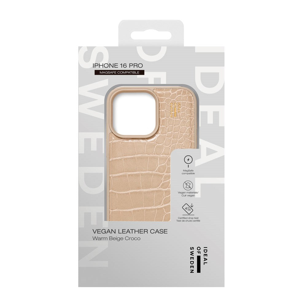 iPhone 16 Pro iDeal Of Sweden Vegan Leather Case - MagSafe Kompatibel - Warm Beige Croco