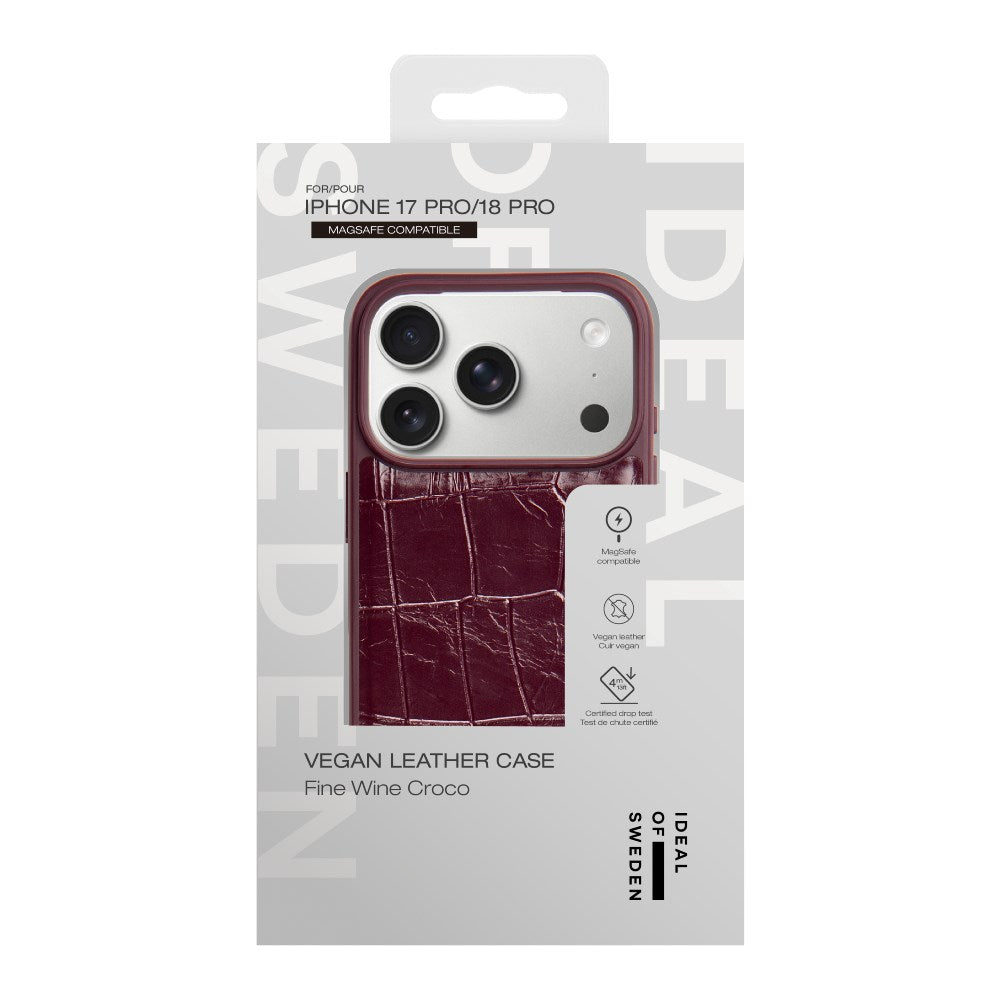 iPhone 18 Pro / 17 Pro iDeal of Sweden Vegan Leather Cover - MagSafe Kompatibel - Fine Wine Croco