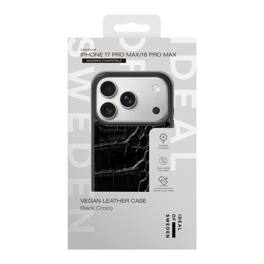 iPhone 18 Pro Max / 17 Pro Max iDeal of Sweden Vegan Leather Cover - MagSafe Kompatibel - Black Croco
