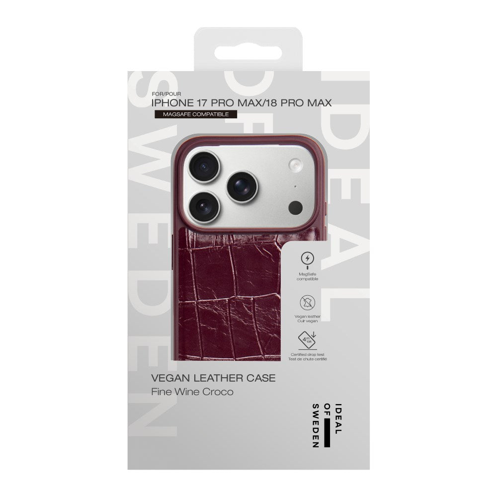 iPhone 18 Pro Max / 17 Pro Max iDeal of Sweden Vegan Leather Cover - MagSafe Kompatibel - Fine Wine Croco