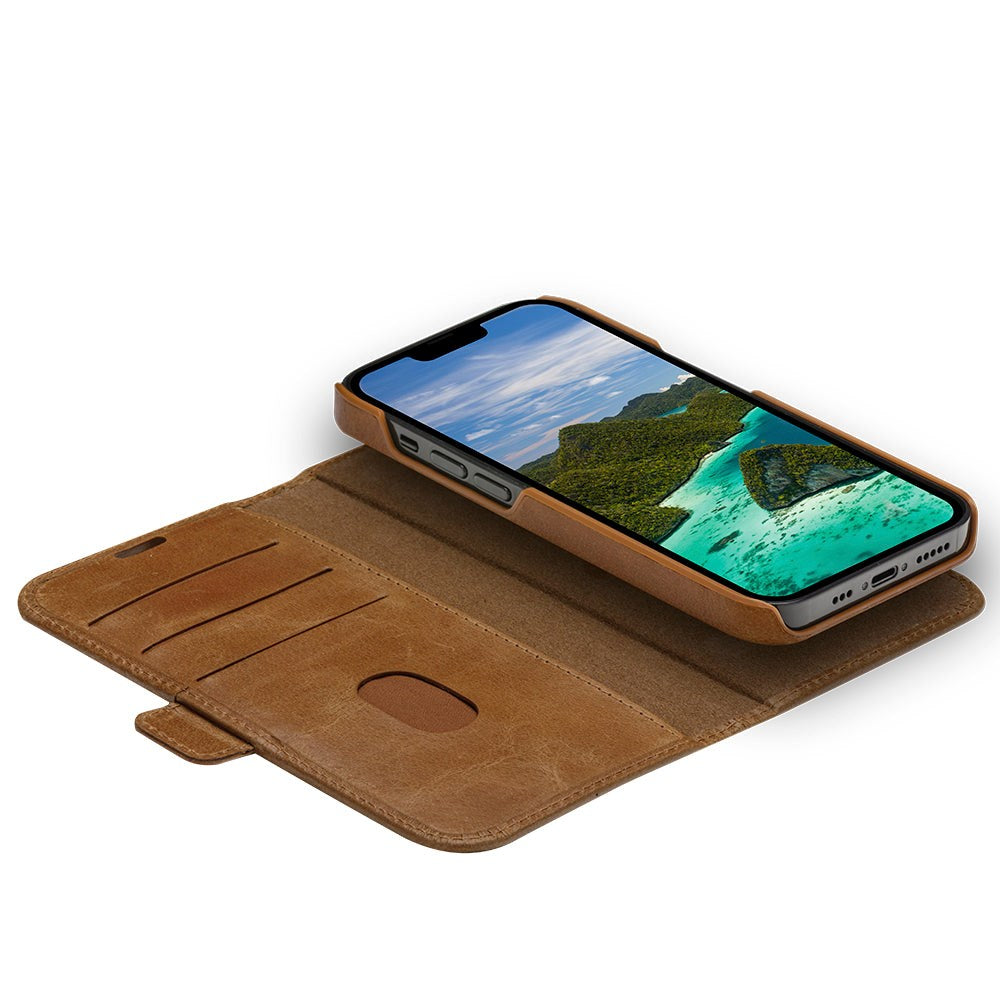 iPhone 14 Pro dbramante1928 Lynge Ægte Læder Magnet Flip Cover - Tan