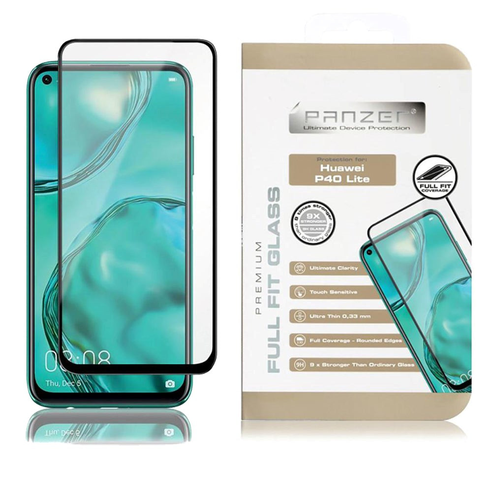 Huawei P40 Lite PANZER Premium Full-Fit Glass - Sort Ramme