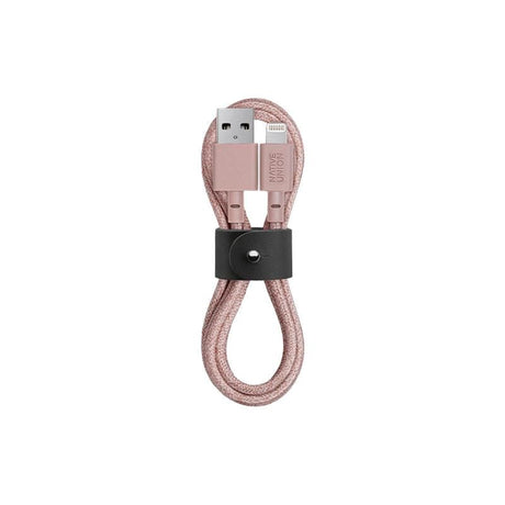 Native Union Belt Kabel USB-A til Lightning m. Læderspænde 1.2 meter - Rose