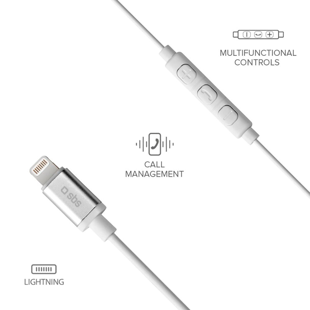 SBS Studio Mix 100 Høretelefon In-Ear m. Lightning & Mikrofon - Hvid - (DEMO)