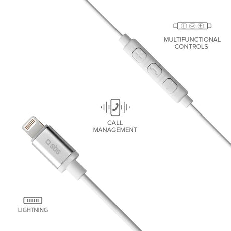 SBS Studio Mix 100 Høretelefon In-Ear m. Lightning & Mikrofon - Hvid - (DEMO)