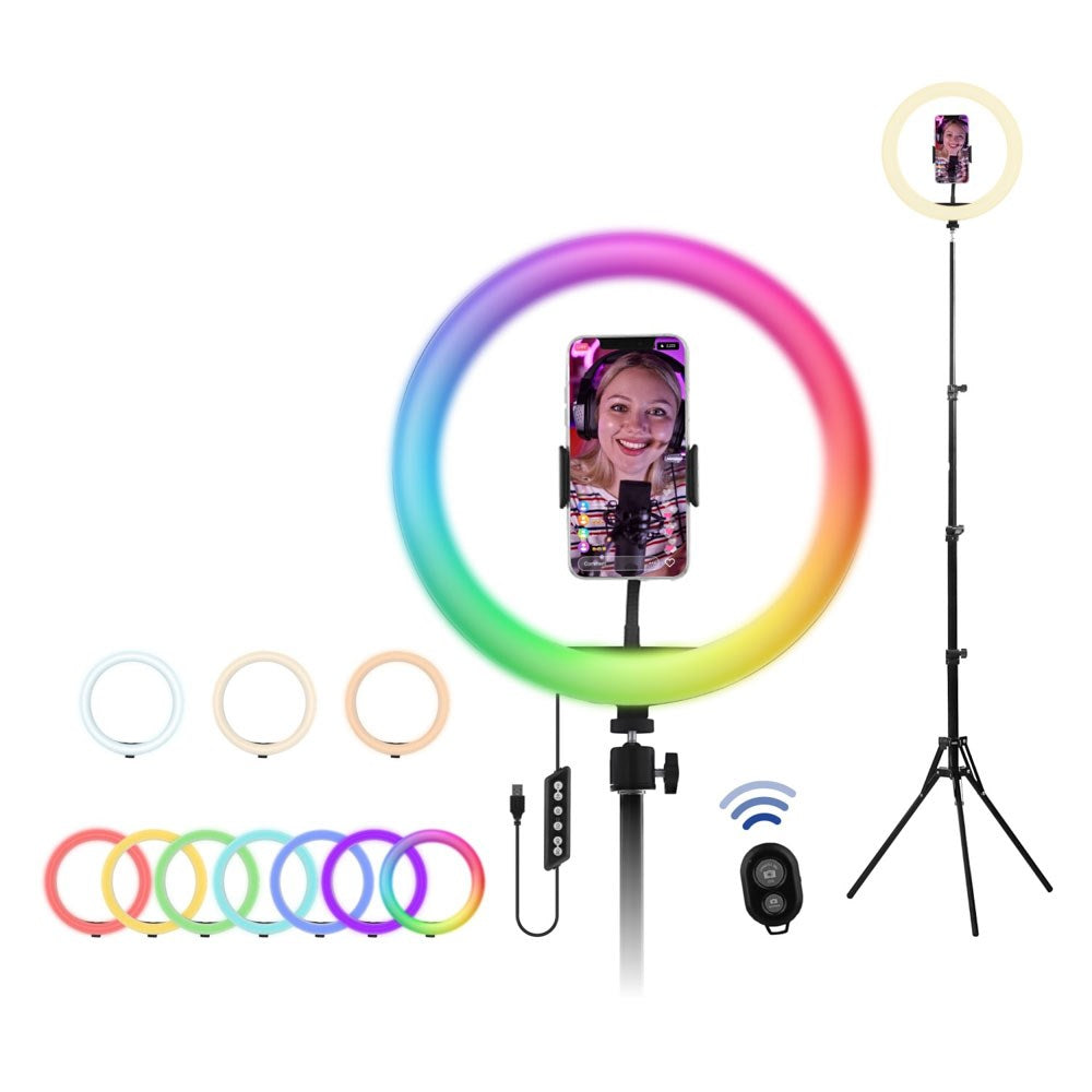 T'NB Influence Pro 12" RGBWW LED Ring Light til Smartphone - inkl. Justerbar Tripod- Sort