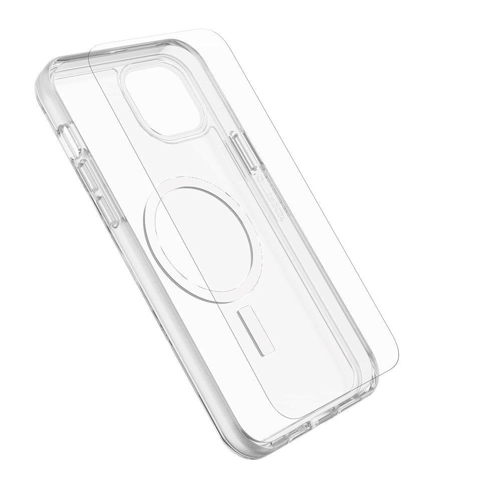 OtterBox iPhone 15 Plus Protection + Power Kit - MagSafe Cover, Skærmbeskyttelse & 30W Vægoplader - Gennemsigtig / Hvid