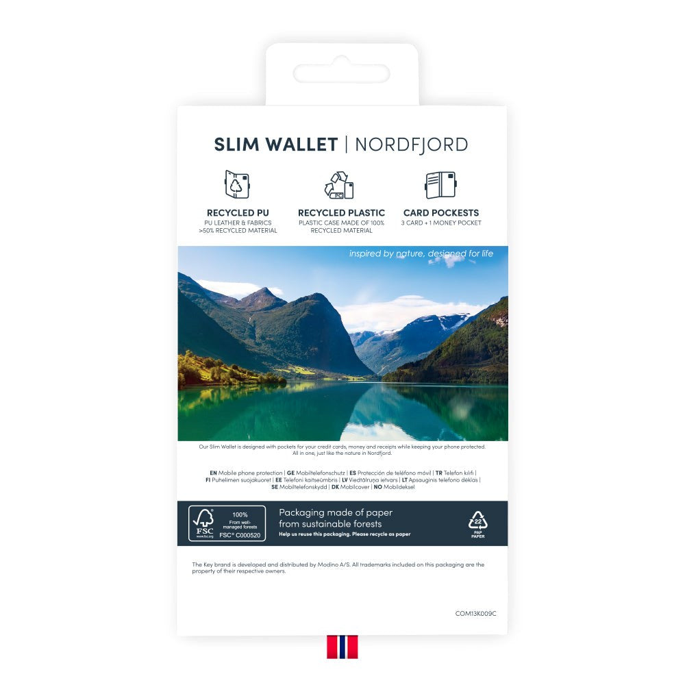 iPhone 14 Pro Max Key Nordfjord Slim Wallet Læder Cover m. Pung - Sort