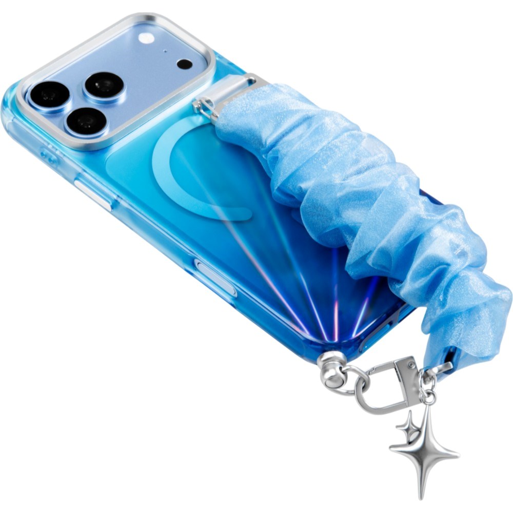 LAUT iPhone 18 Pro / 17 Pro NOVA GLOW Cover m. Strop og Stjerne Charm - MagSafe Kompatibel - Blå