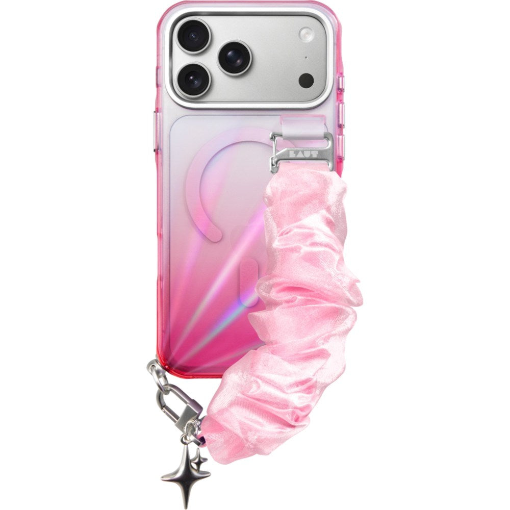 LAUT iPhone 18 Pro / 17 Pro NOVA GLOW Cover m. Strop og Stjerne Charm - MagSafe Kompatibel - Lyserød