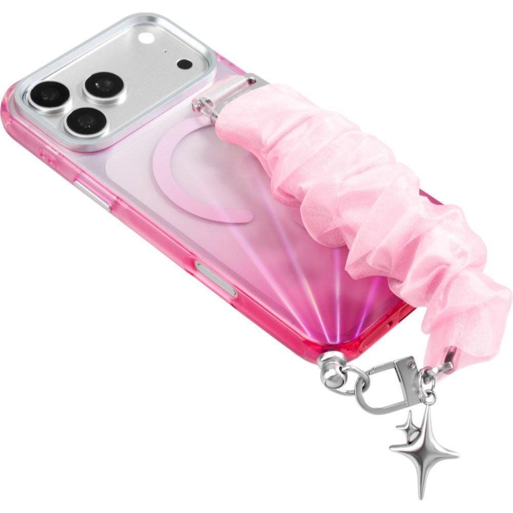 LAUT iPhone 18 Pro / 17 Pro NOVA GLOW Cover m. Strop og Stjerne Charm - MagSafe Kompatibel - Lyserød